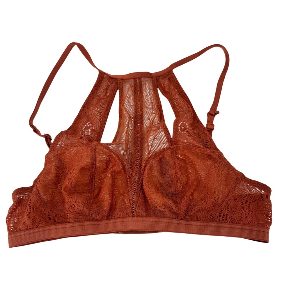 Victoria's Secret Orange Lace Halter Bralette Bra XS/XP/XCH‎ C70 B65 C65 A70 B70